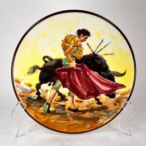 Vtg Platart SL Spain Ceramic Matador Bullfighting Hand Painted Wall Hang Plate